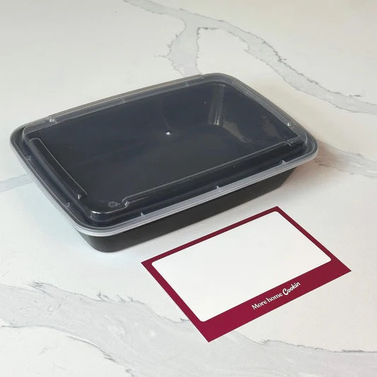 Black Plastic Square w/clear lid 48oz (25/sleeve)